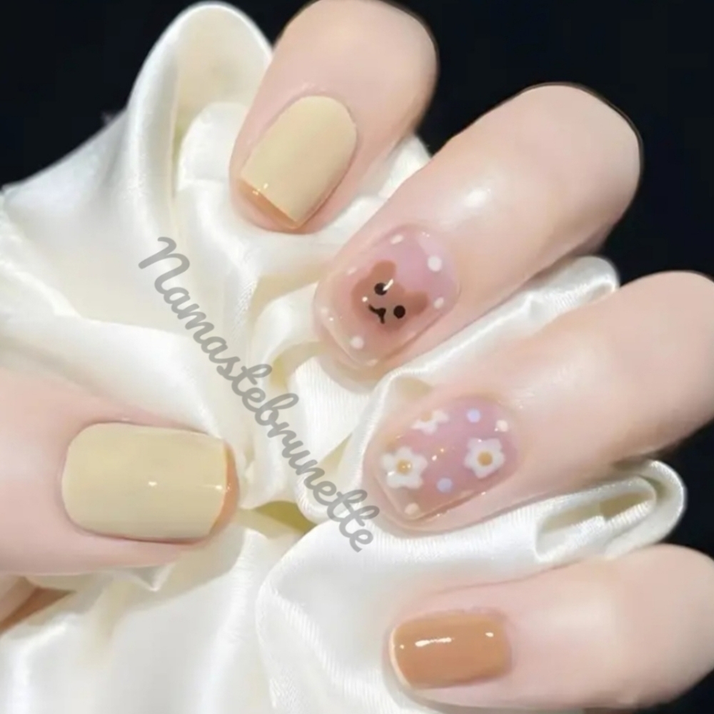 2/$16 Teddy Bear Floral Press On Nails